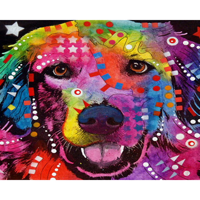 color Dog series Diy painting number diy oil paint by numbers kit painting canvas painting by numbers for kids adults art paint
