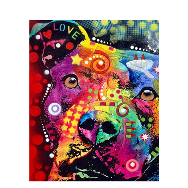 color Dog series Diy painting number diy oil paint by numbers kit painting canvas painting by numbers for kids adults art paint