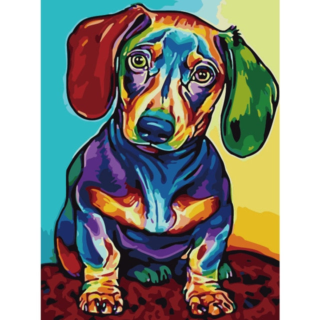 color Dog series Diy painting number diy oil paint by numbers kit painting canvas painting by numbers for kids adults art paint