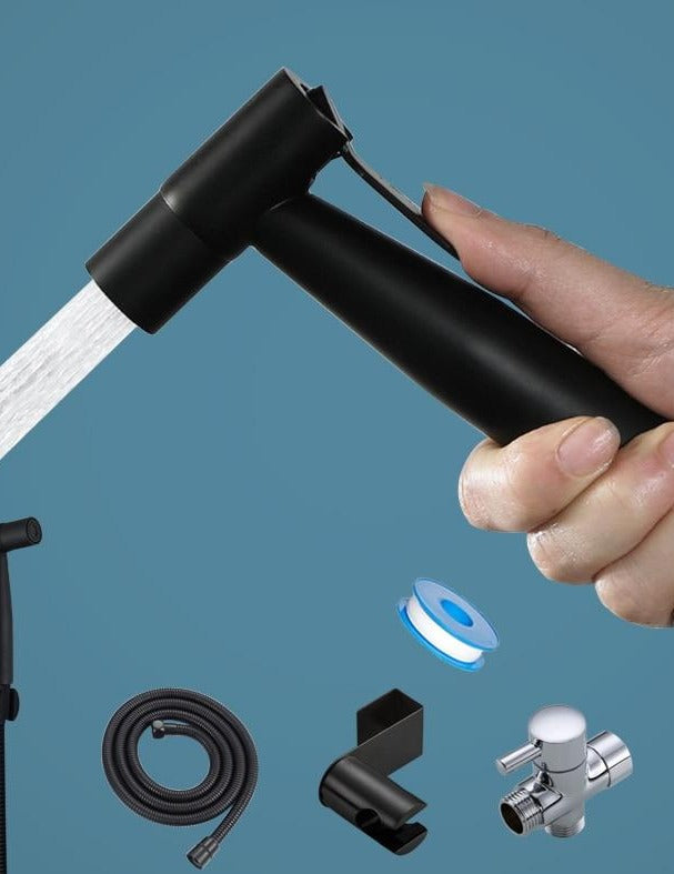 Black Toilet Bidet Sprayer Kit. Set Hand Hold Stainless Steel Shattaf For Bathroom Personal Cleanse Bidet Faucet