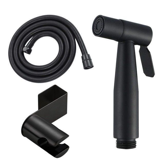Black Toilet Bidet Sprayer Kit. Set Hand Hold Stainless Steel Shattaf For Bathroom Personal Cleanse Bidet Faucet
