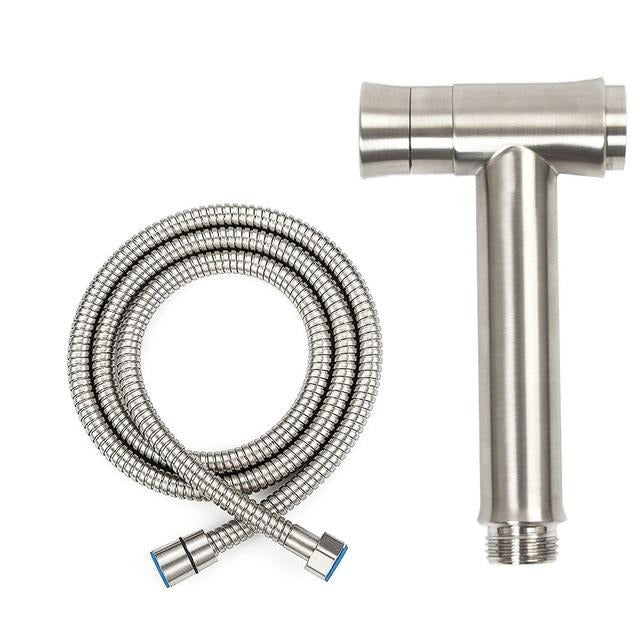 One Key Press Double Function Bathroom Toilet Bidet Faucet Kit Stainless Steel Brushed Bidet Sprayer Set Mount On Tank Or Wall