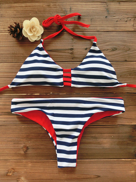 Women Bandeau Bikini Reversible Print swimsuit Strappy swimwear biquini trikini 1112