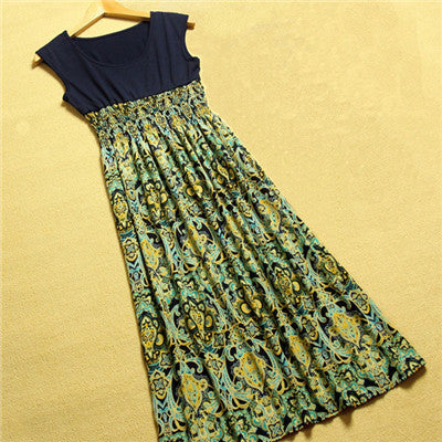 Online discount shop Australia - Delicate Summer Style Women Flower Floral Print Bohemia Sleeveless Vest Long Beach Dress for Ladies