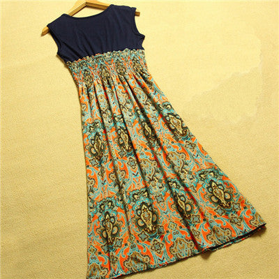 Online discount shop Australia - Delicate Summer Style Women Flower Floral Print Bohemia Sleeveless Vest Long Beach Dress for Ladies