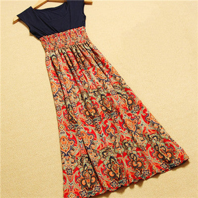 Online discount shop Australia - Delicate Summer Style Women Flower Floral Print Bohemia Sleeveless Vest Long Beach Dress for Ladies