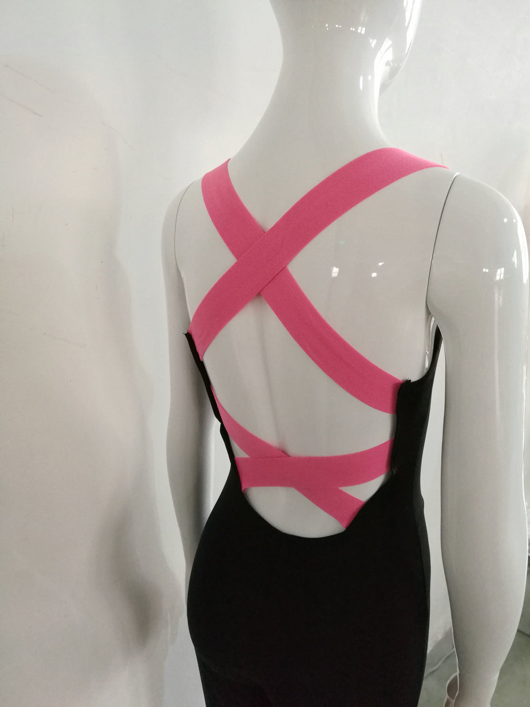 One Piece Women Jumpsuit Backless Bandage Patchwork Long Pants Sleeveless Women Bodycon Jumpsuit