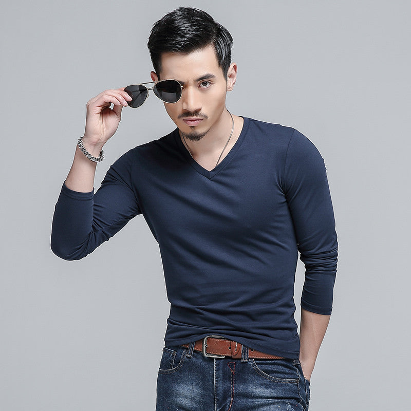 Online discount shop Australia - 100% cotton mens t shirts fashion casual v neck long sleeve t shirt men M-5XL fitness t-shirt men undertale car-styling