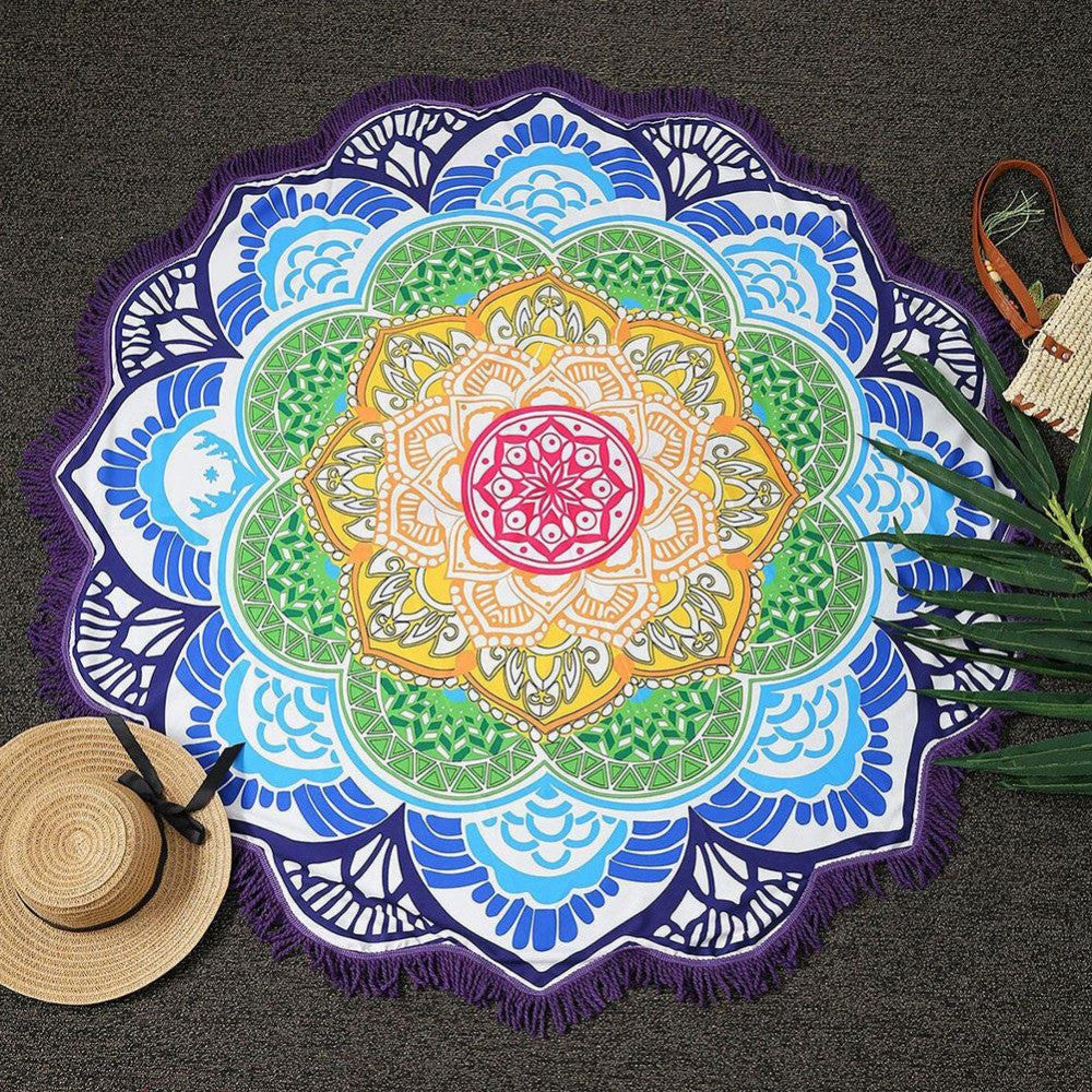 Online discount shop Australia - Hot Women Chic Tassel Indian Mandala Tapestry Lotus Printed Bohemian Beach Towel Yoga Mat Sunblock Round Bikini Cover-Up Blanket