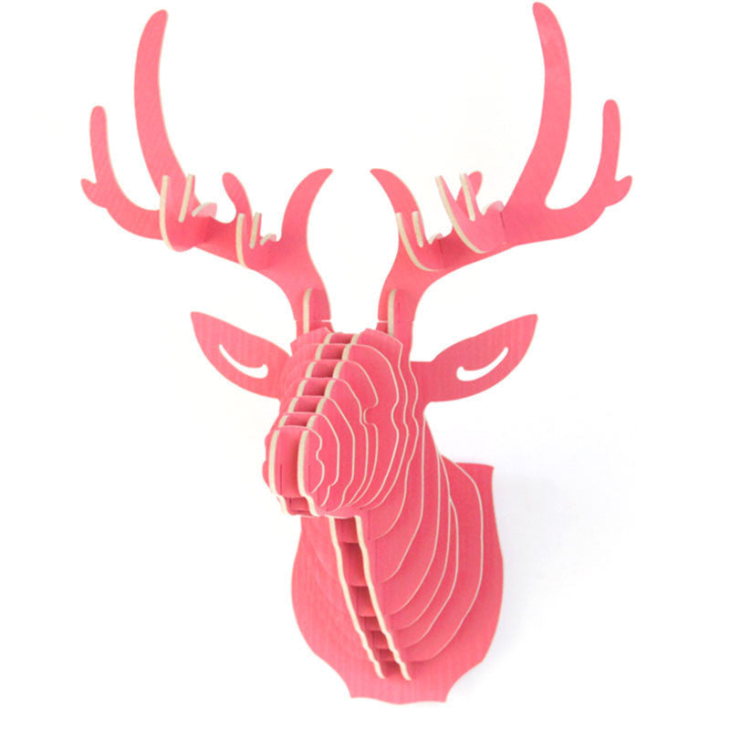 Online discount shop Australia - 3D Puzzle Wooden DIY Creative Model Wall Hanging Deer Head Elk Wood Gift Craft Home Decoration Animal Wildlife