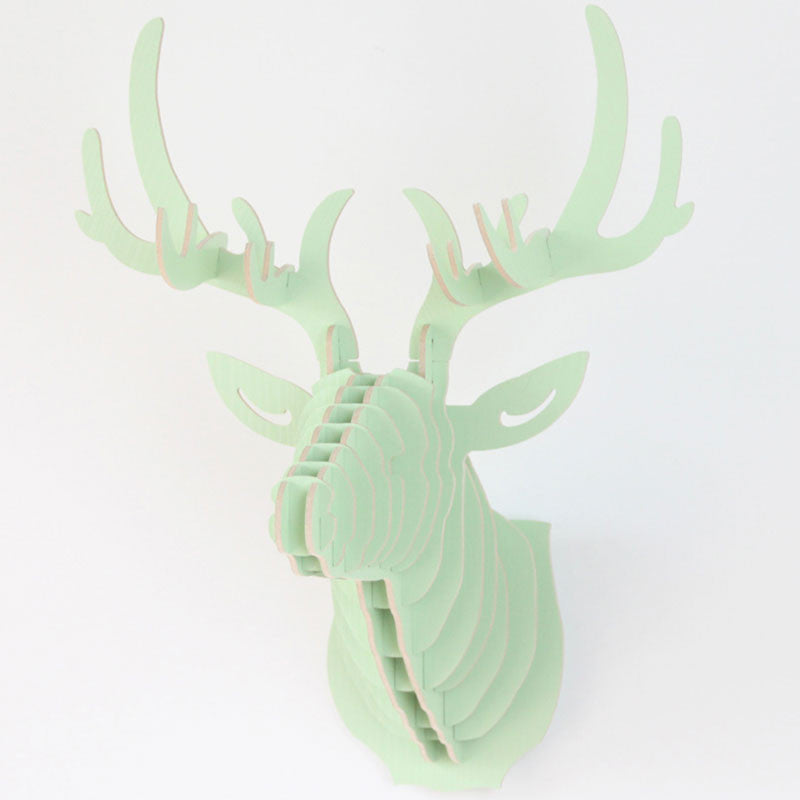 Online discount shop Australia - 3D Puzzle Wooden DIY Creative Model Wall Hanging Deer Head Elk Wood Gift Craft Home Decoration Animal Wildlife