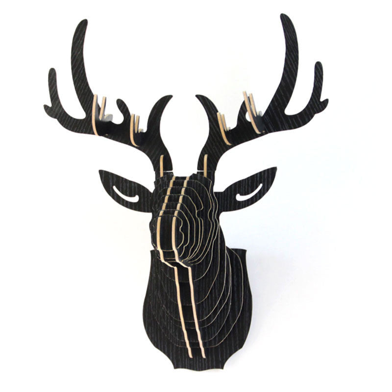Online discount shop Australia - 3D Puzzle Wooden DIY Creative Model Wall Hanging Deer Head Elk Wood Gift Craft Home Decoration Animal Wildlife
