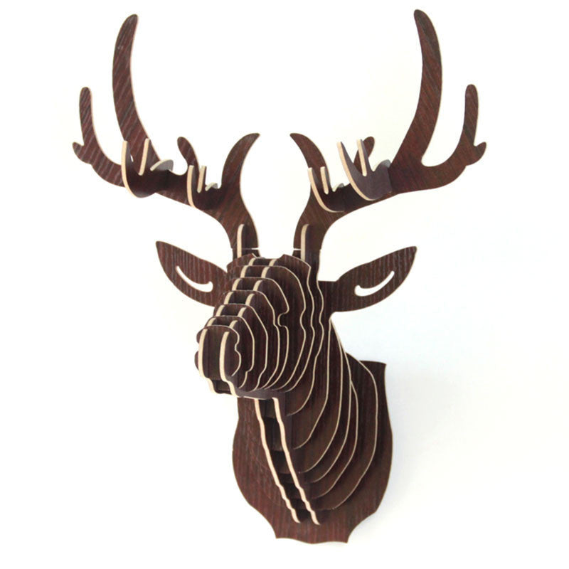 Online discount shop Australia - 3D Puzzle Wooden DIY Creative Model Wall Hanging Deer Head Elk Wood Gift Craft Home Decoration Animal Wildlife