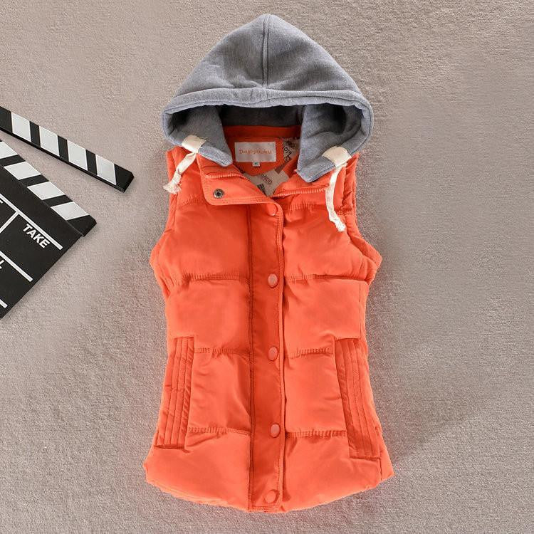 Women Fashion Waistcoat Hooded Thick Warm Down Cotton Wool Collar Vest Female Large Size Jacket Outerwear