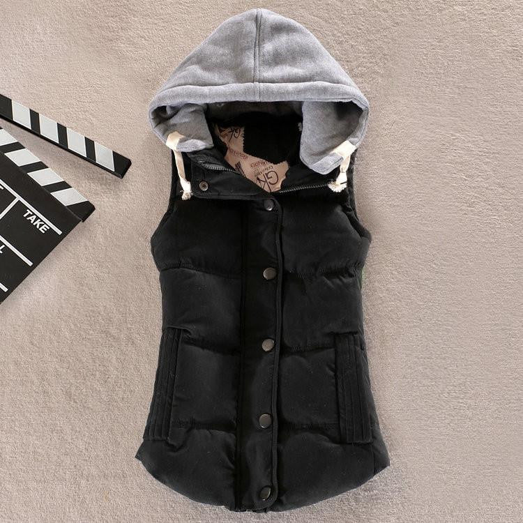 Women Fashion Waistcoat Hooded Thick Warm Down Cotton Wool Collar Vest Female Large Size Jacket Outerwear