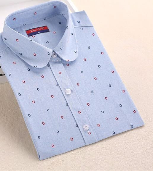 Women Blouses Shirts Cotton Long Sleeve Ladies Tops Collar Floral Big Sizes Clothing Female Top Shirt 5XL