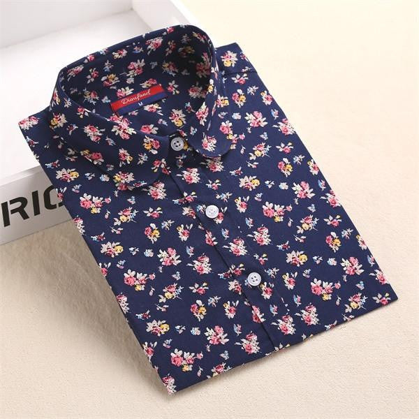 Women Blouses Shirts Cotton Long Sleeve Ladies Tops Collar Floral Big Sizes Clothing Female Top Shirt 5XL