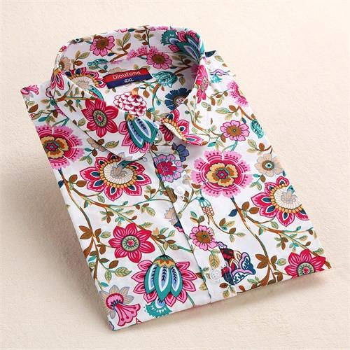 Women Blouses Shirts Cotton Long Sleeve Ladies Tops Collar Floral Big Sizes Clothing Female Top Shirt 5XL
