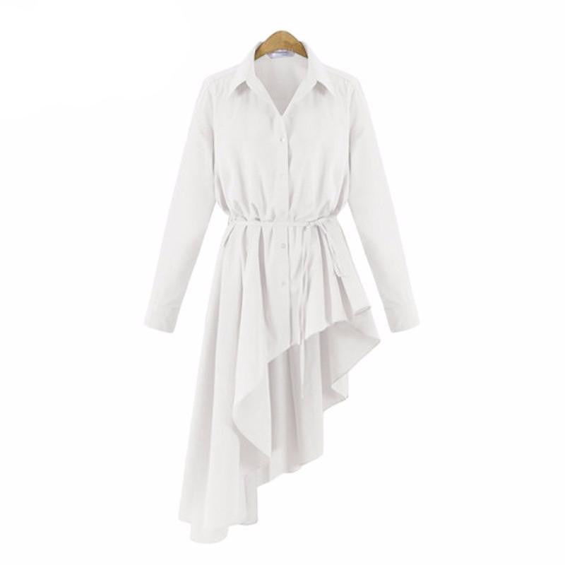 XXXL 4XL 5XL Plus Size Women Blouses Tops Street Fashion Style Solid Color Long Sleeve Loose Asymmetry Long Shirt