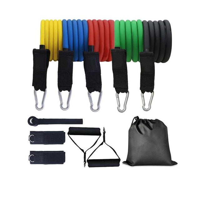 11pcs Resistance Band Set Expander 100/125/150 Pound TPE Workout Elastic Rubber Band Home Gym Body Building Fitness Equipment