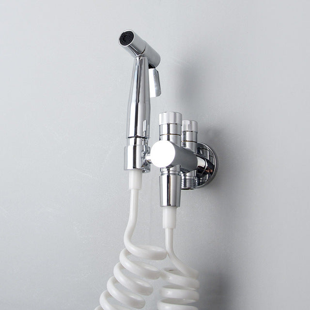 Double Functions Bathroom Bidet Sprayer Kit. 3 Meter Shower Hose Polished Chrome Toilet Bidet Faucet Brass Valve