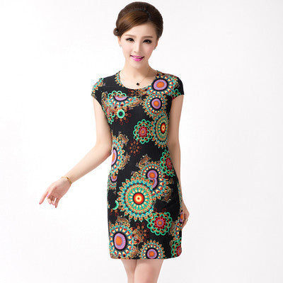 Online discount shop Australia - L-4XL Summer Dress Women Slim Milk Silk print Floral sundress Casual summer style Plus Size sexy bodycon dress Vestidos