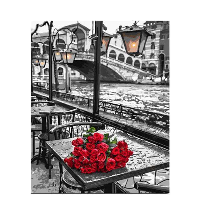 Rose DIY Painting By Numbers Kits Acrylic paint by numbers Picture Hand Painted Oil Painting On Canvas For Wall Art Picture