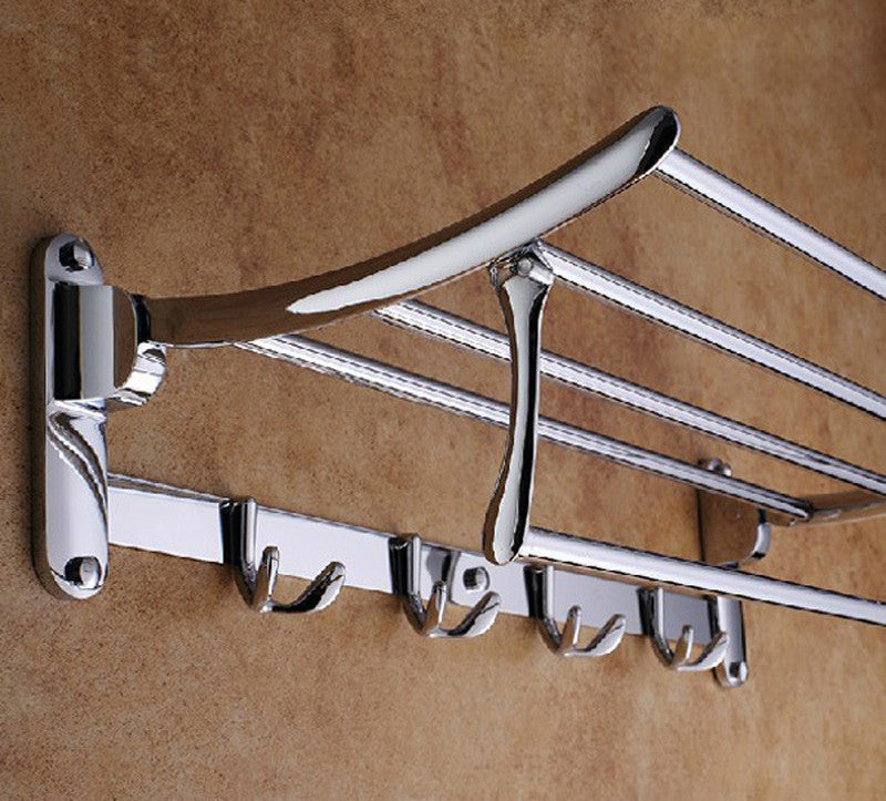 Online discount shop Australia - Bathroom towel holder Foldable towel rack 50cm Stainless steel towel rack with hooks