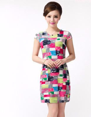 Women Slim Tunic Milk Silk print Floral dress Casual style Plus Size sexy bodycon sundress