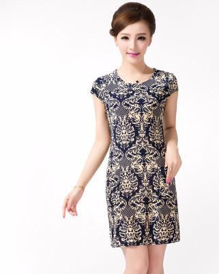 Women Slim Tunic Milk Silk print Floral dress Casual style Plus Size sexy bodycon sundress