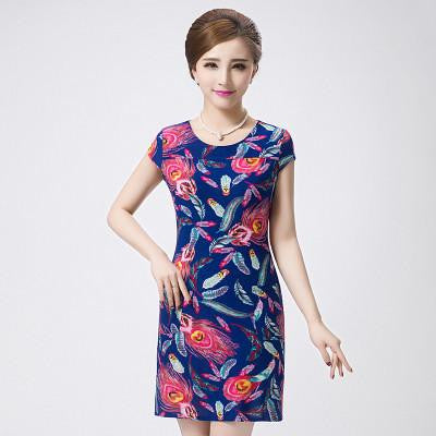 Women Slim Tunic Milk Silk print Floral dress Casual style Plus Size sexy bodycon sundress