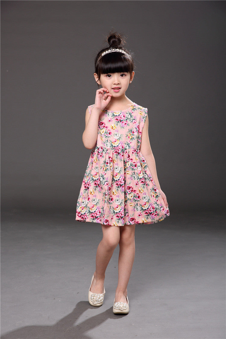 Online discount shop Australia - Floral Girls Dress Fashion Kids Clothes Girls Full Sleeve Cotton Dress Button Navy Dress for Kids Chidren Dress