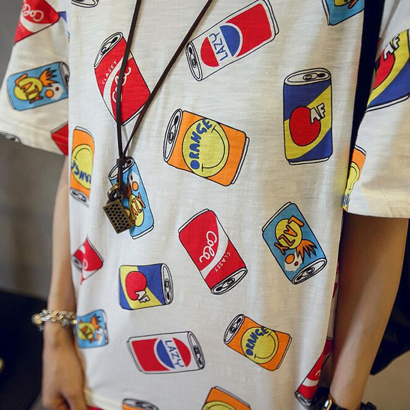 Women Short Sleeve Women Tops and Tees Can Printed Cotton Comfortable Tee shirt