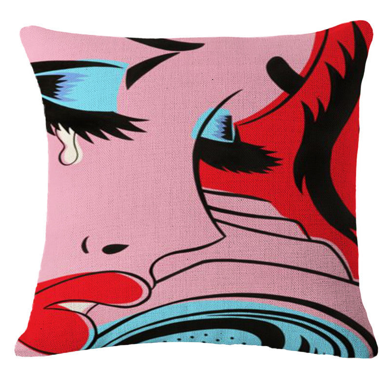 Online discount shop Australia - Decorative Pillows Cushion Pop Animation Art Cushions Home Decor Roy Lichtenstein Pop Art Painting tears woman