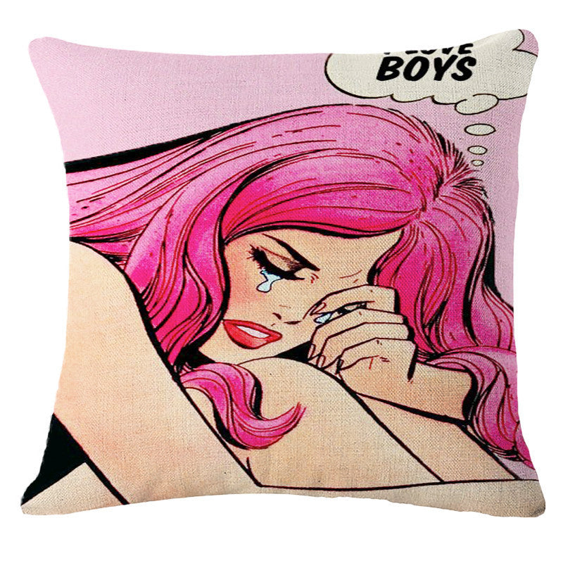 Online discount shop Australia - Decorative Pillows Cushion Pop Animation Art Cushions Home Decor Roy Lichtenstein Pop Art Painting tears woman