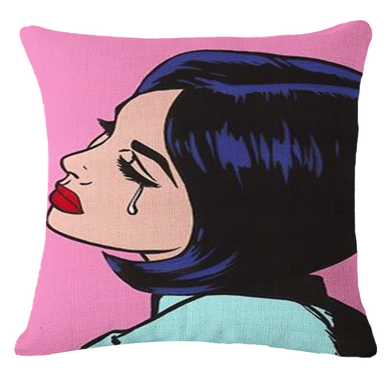 Online discount shop Australia - Decorative Pillows Cushion Pop Animation Art Cushions Home Decor Roy Lichtenstein Pop Art Painting tears woman