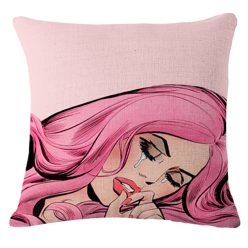Online discount shop Australia - Decorative Pillows Cushion Pop Animation Art Cushions Home Decor Roy Lichtenstein Pop Art Painting tears woman