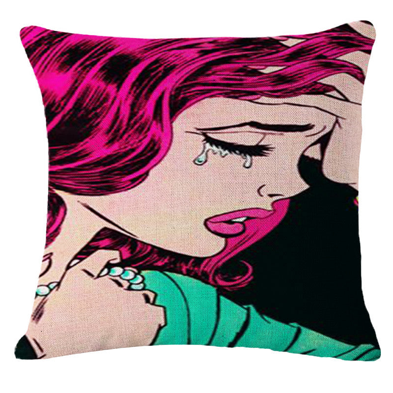 Online discount shop Australia - Decorative Pillows Cushion Pop Animation Art Cushions Home Decor Roy Lichtenstein Pop Art Painting tears woman