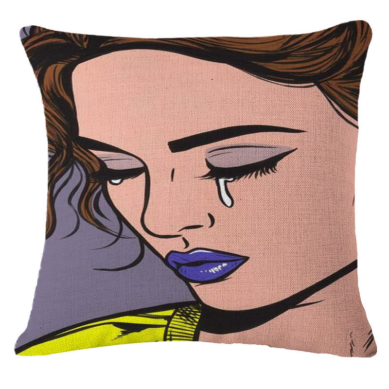 Online discount shop Australia - Decorative Pillows Cushion Pop Animation Art Cushions Home Decor Roy Lichtenstein Pop Art Painting tears woman