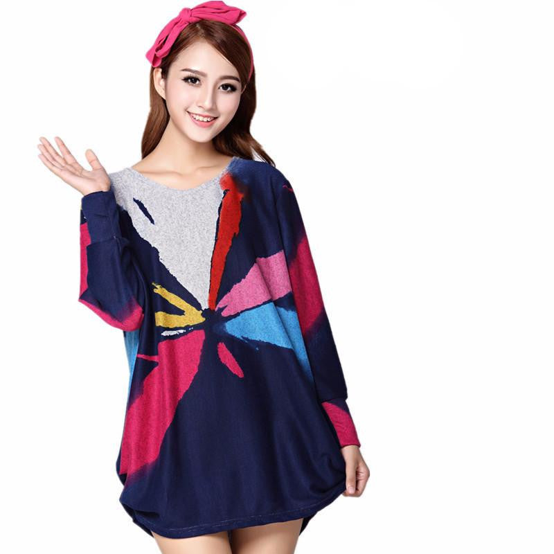 women casual print long sleeve dress plus size loose fashion dresses cartoon tunic big large