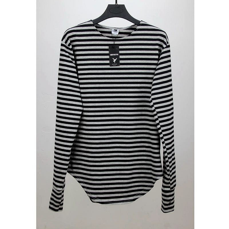 red Striped T-shirt fashion brand LONG oversize extend t shirts designer finger long sleeve cotton