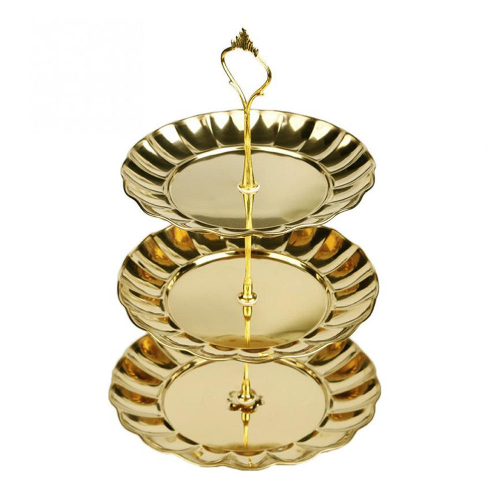 Fruit Plates Stand Pastry Tray Candy Dishes Cake Desserts 2/3 Layer Stainless Steel Party Home Decoration