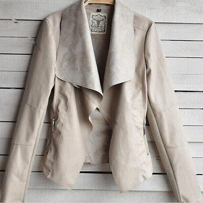 Women Punk Slim Biker Motorcycle Short Jacket Lapel PU Leather Coat Outwear woman jackets