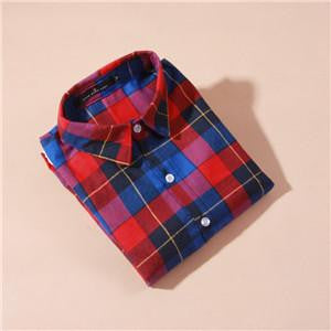 women's shirt plaid cotton top Long sleeve female tops blouse casual shirt women's clothing