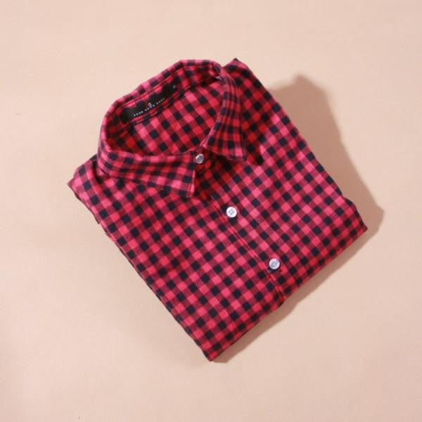 women's shirt plaid cotton top Long sleeve female tops blouse casual shirt women's clothing