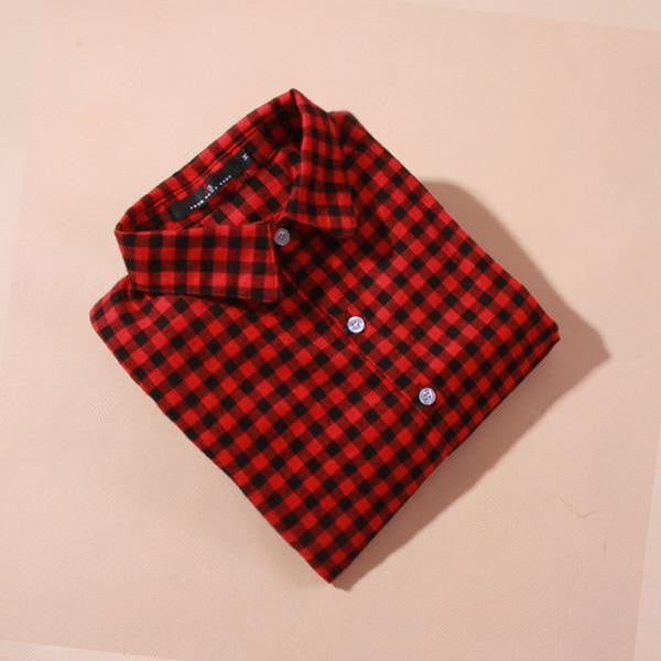 women's shirt plaid cotton top Long sleeve female tops blouse casual shirt women's clothing