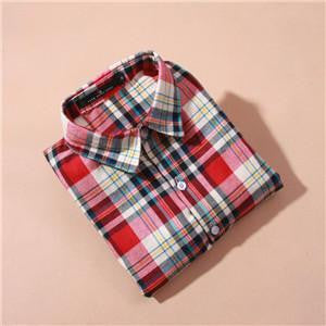 women's shirt plaid cotton top Long sleeve female tops blouse casual shirt women's clothing