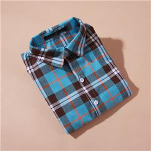 women's shirt plaid cotton top Long sleeve female tops blouse casual shirt women's clothing