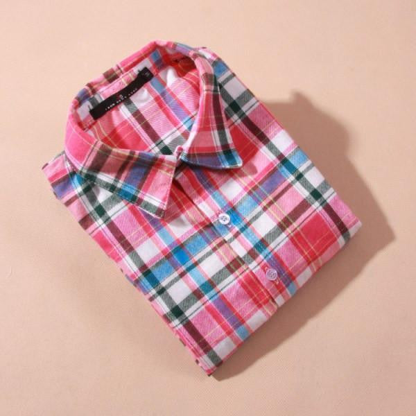 women's shirt plaid cotton top Long sleeve female tops blouse casual shirt women's clothing