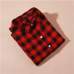 women's shirt plaid cotton top Long sleeve female tops blouse casual shirt women's clothing